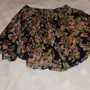 Denim Supply Ralph Lauren Black and Pink Rose Design Skirt Size Small